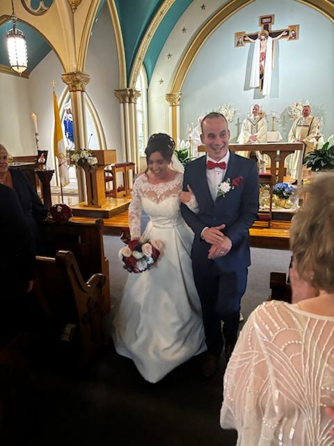 Jewel Neckline Satin Ball Gown with Appliques and Long Sleeves